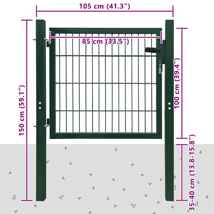 142028 vidaXL Fence Gate Steel Green 100x100 cm