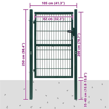 Fence Gate Steel 100x200 cm Green