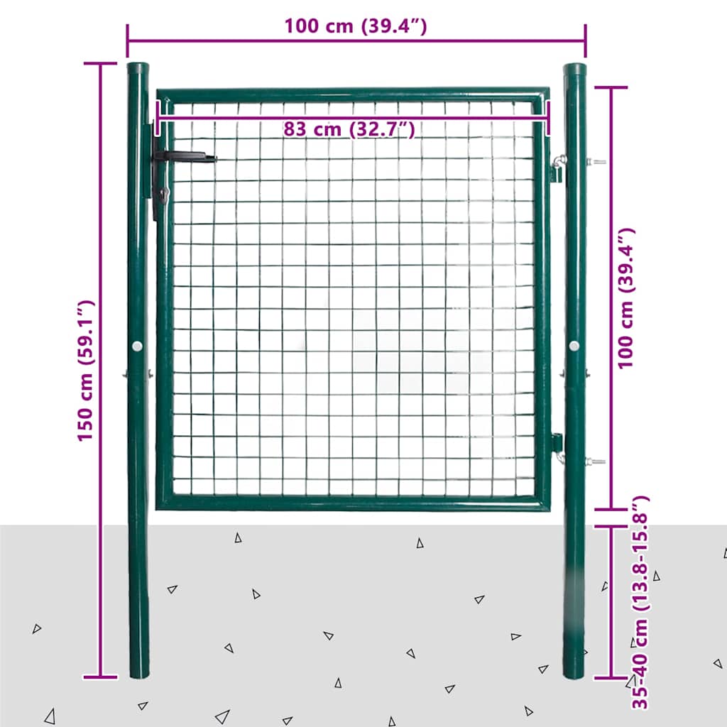 Single Door Fence Gate 100x100 cm Powder-Coated Steel