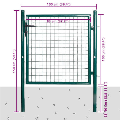 Single Door Fence Gate 100x100 cm Powder-Coated Steel