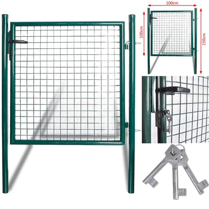 Single Door Fence Gate 100x100 cm Powder-Coated Steel