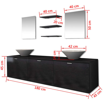 Bathroom Cabinet | Black, White | Engineered wood, Ceramic | Large