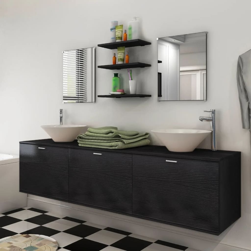 Bathroom Cabinet | Black, White | Engineered wood, Ceramic | Large