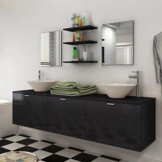 Bathroom Cabinet | Black, White | Engineered wood, Ceramic | Large