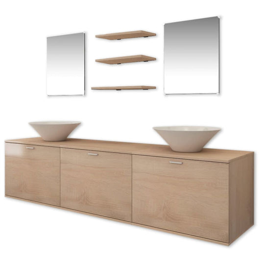 Bathroom Cabinet | Beige and White | Engineered wood and ceramic | Large