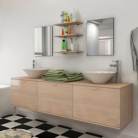 Bathroom Cabinet | Beige and White | Engineered wood and ceramic | Large