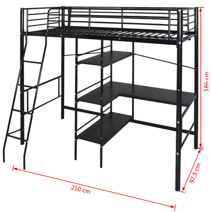 Bed with Mattress Black 200 x 90 cm Metal