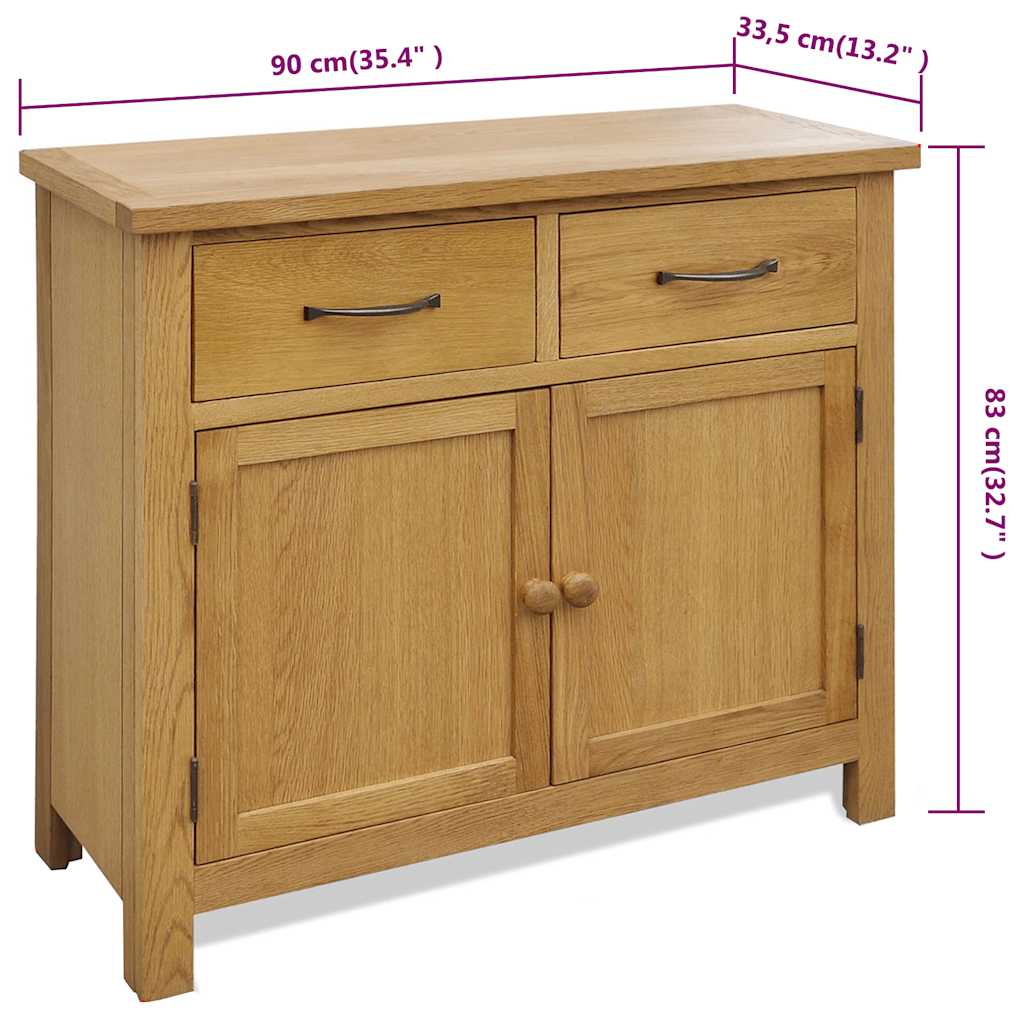 242744 vidaXL Sideboard 90x33,5x83 cm Solid Oak Wood