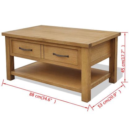242745 vidaXL Coffee Table 88x53x45 cm Solid Oak Wood