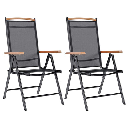 Folding Garden Chairs 2 pcs Aluminium and Textilene Black