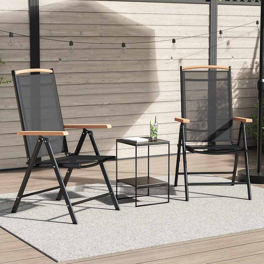 Folding Garden Chairs 2 pcs Aluminium and Textilene Black
