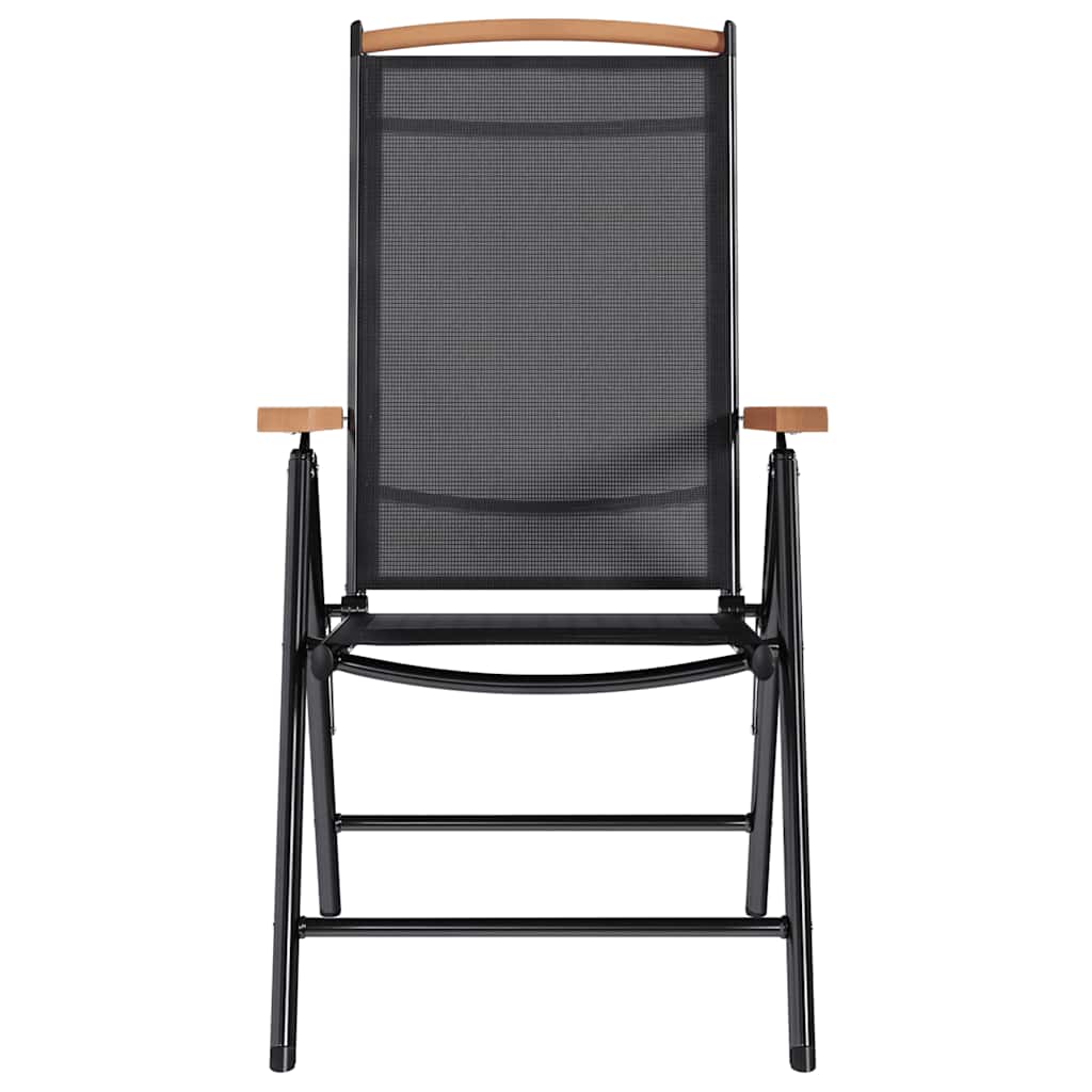 Folding Garden Chairs 2 pcs Aluminium and Textilene Black