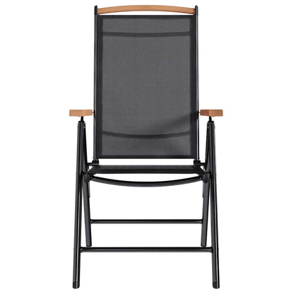 Folding Garden Chairs 2 pcs Aluminium and Textilene Black