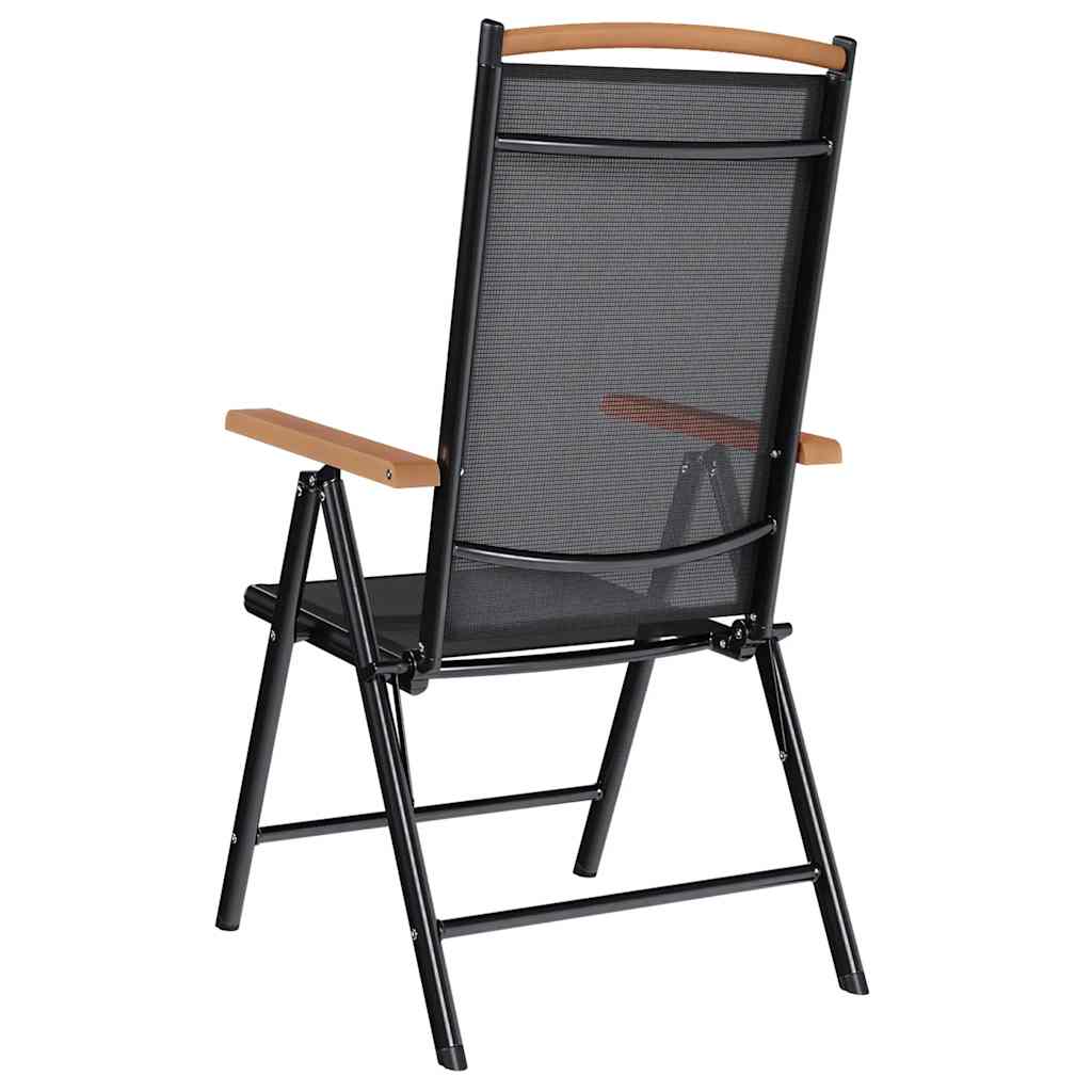 Folding Garden Chairs 2 pcs Aluminium and Textilene Black