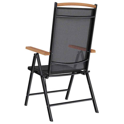 Folding Garden Chairs 2 pcs Aluminium and Textilene Black