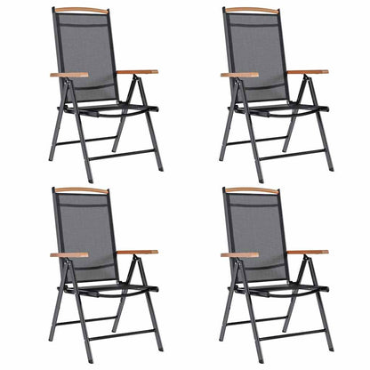 Folding Garden Chairs 4 pcs Aluminium and Textilene Black