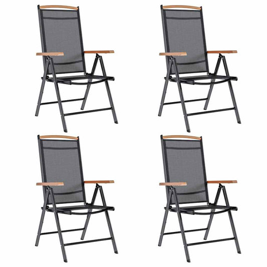 Folding Garden Chairs 4 pcs Aluminium and Textilene Black