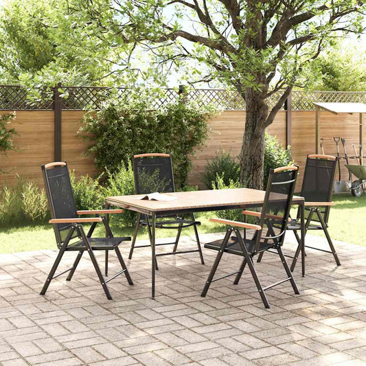 Folding Garden Chairs 4 pcs Aluminium and Textilene Black