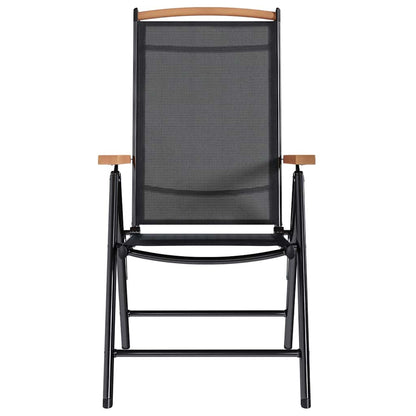 Folding Garden Chairs 4 pcs Aluminium and Textilene Black