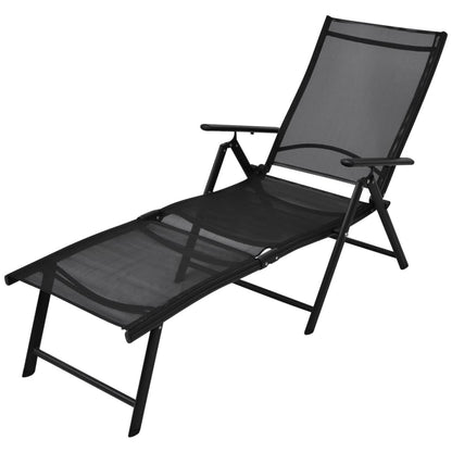 Sun Lounger | Black | Aluminium | Large | Foldable | Folding Sun Lounger
