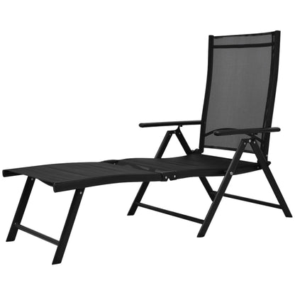 Sun Lounger | Black | Aluminium | Large | Foldable | Folding Sun Lounger