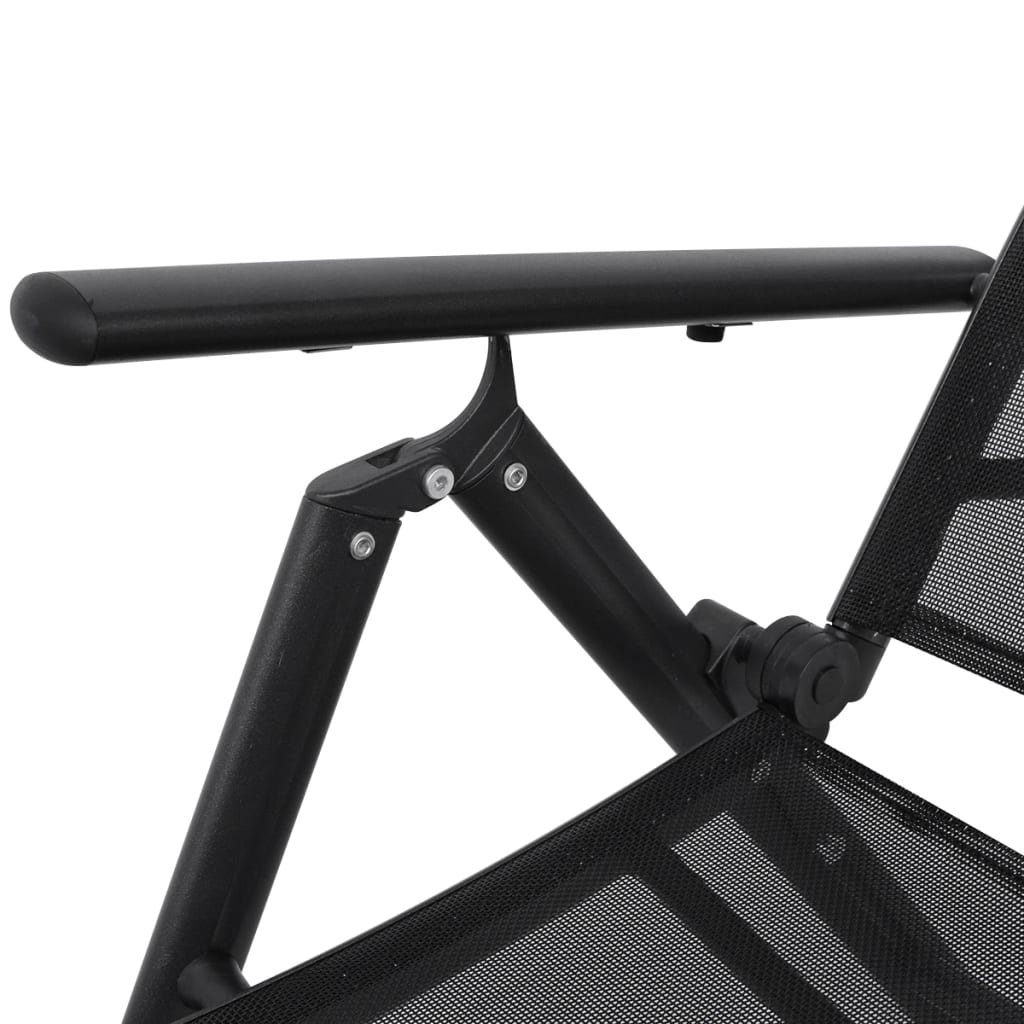 Sun Lounger | Black | Aluminium | Large | Foldable | Folding Sun Lounger
