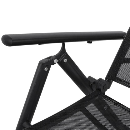 Sun Lounger | Black | Aluminium | Large | Foldable | Folding Sun Lounger
