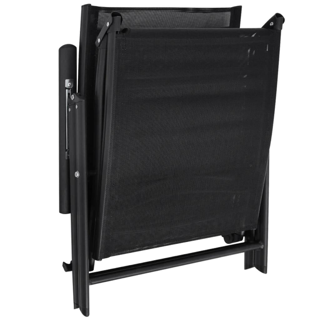 Sun Lounger | Black | Aluminium | Large | Foldable | Folding Sun Lounger