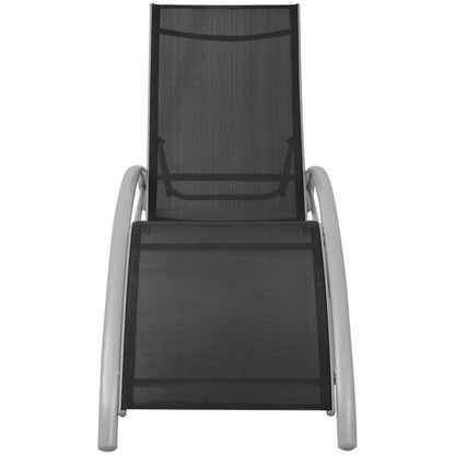 Sun Lounger | Black and Silvery Grey | Textilene, Aluminium