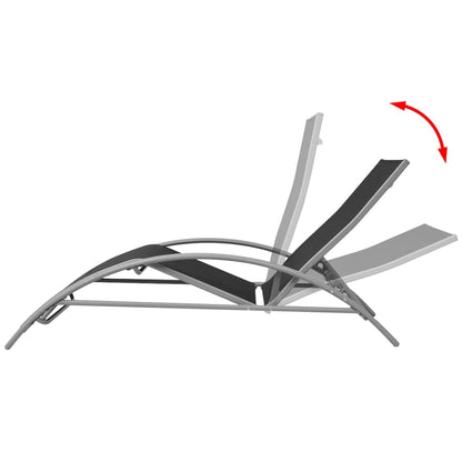 Sun Lounger | Black and Silvery Grey | Textilene, Aluminium