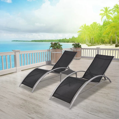 Sun Lounger | Black | Powder-Coated Aluminium | Adjustable |  Foldable