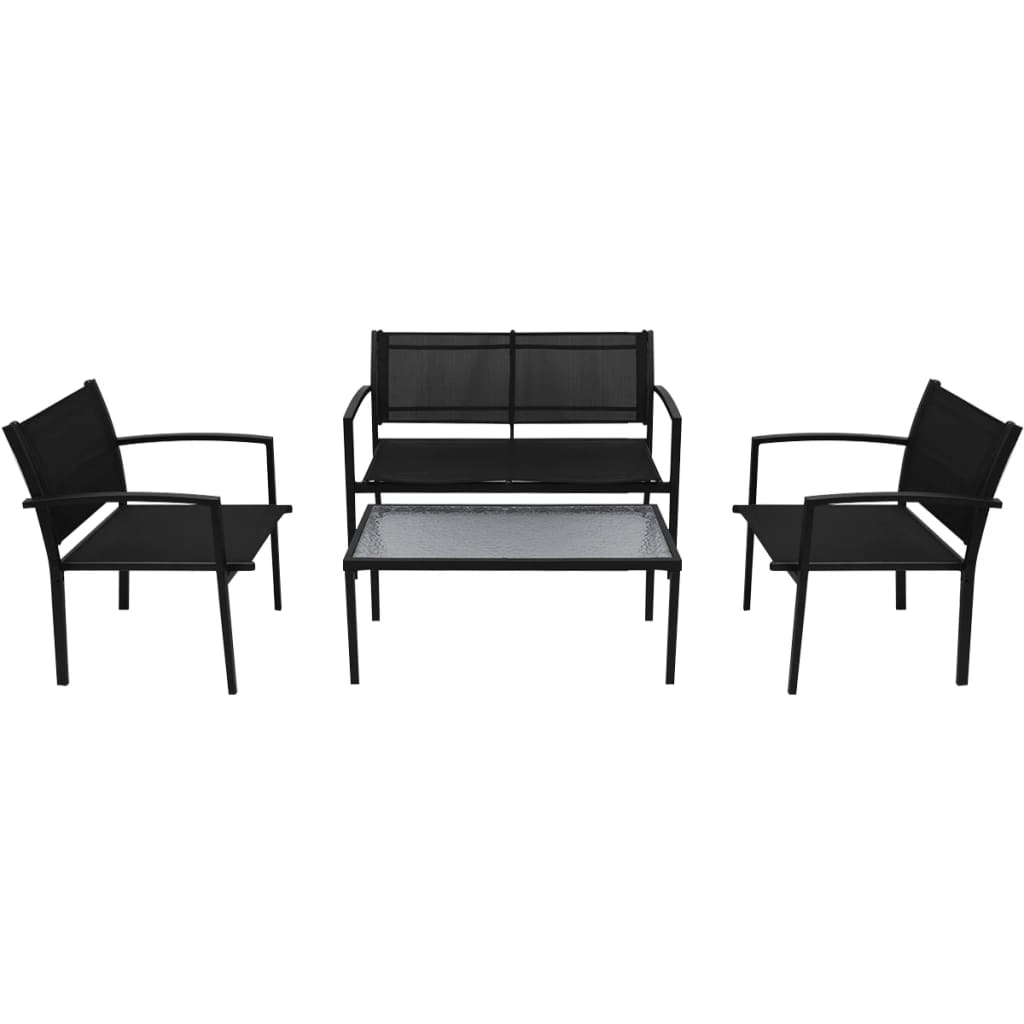 Patio Furniture | Black | Powder-coated steel, Textilene, Tempered glass