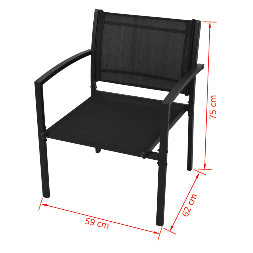 Patio Furniture | Black | Powder-coated steel, Textilene, Tempered glass