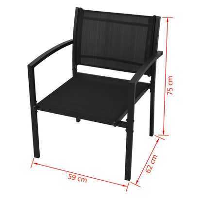 Patio Furniture | Black | Powder-coated steel, Textilene, Tempered glass