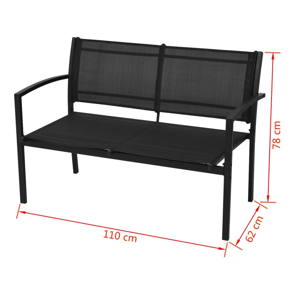 Patio Furniture | Black | Powder-coated steel, Textilene, Tempered glass