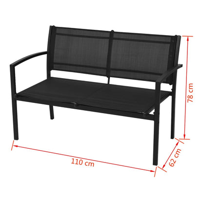Patio Furniture | Black | Powder-coated steel, Textilene, Tempered glass
