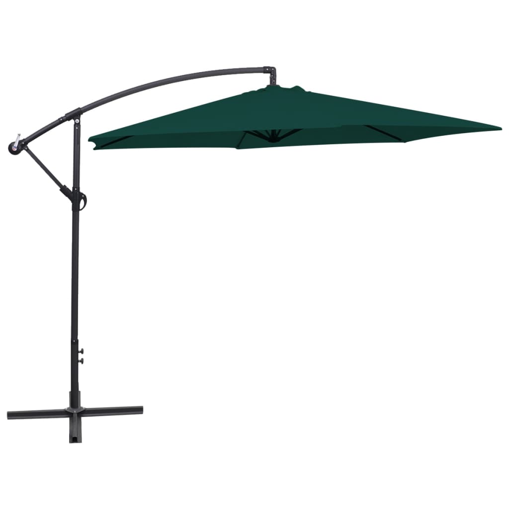 Cantilever Garden Parasol | Green | Polyester | 3 m diameter