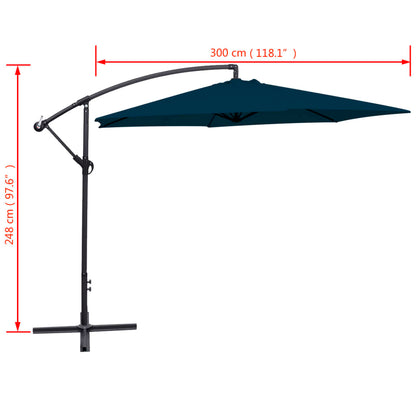 Cantilever Garden Parasol | Solid blue | Polyester, Steel | 3m Diameter