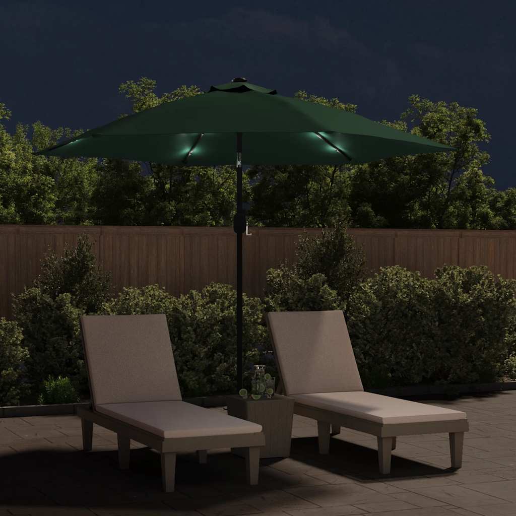 LED Cantilever Garden Parasol 3 m Green