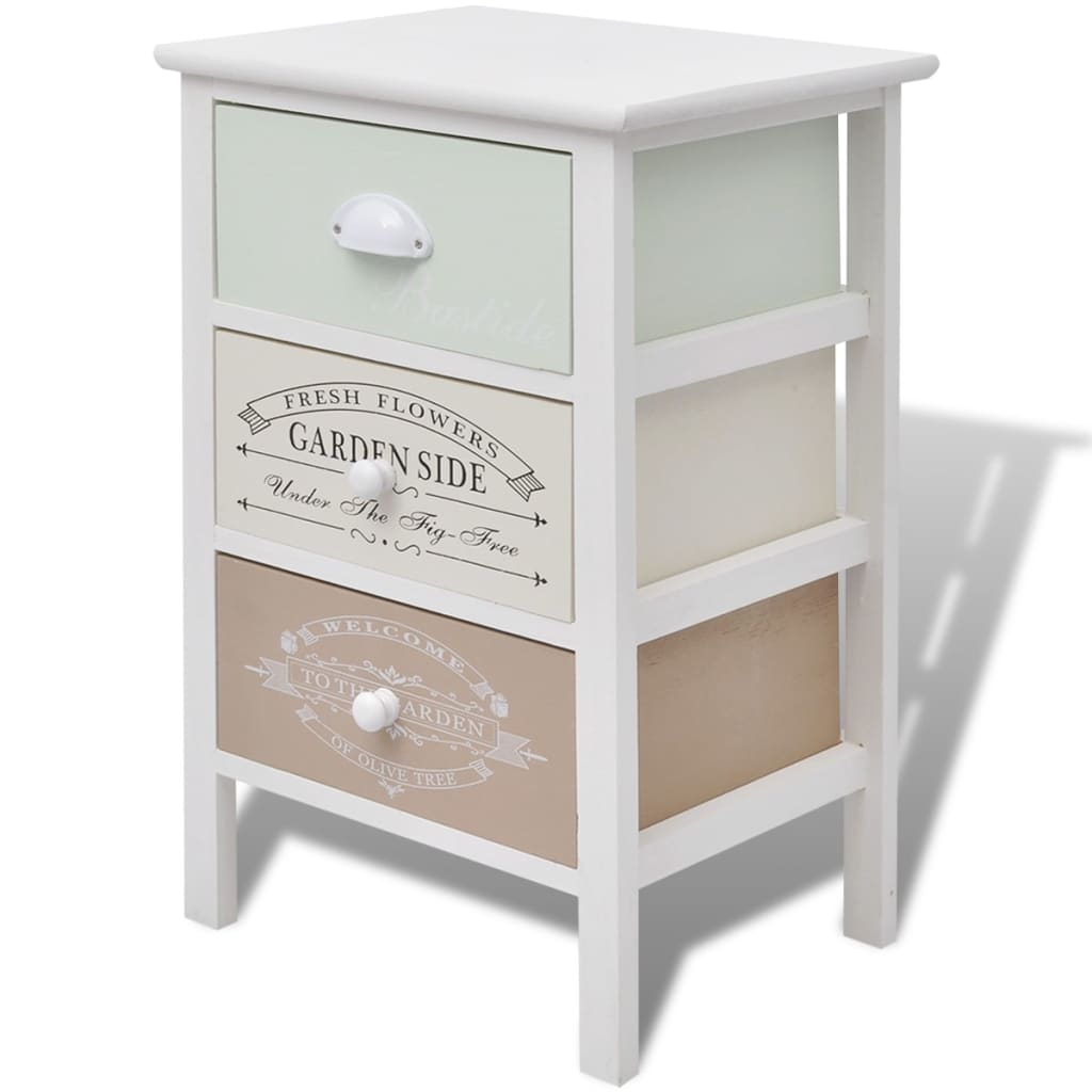 Storage Cabinet | White, Green, Beige | Paulownia wood, Plywood | Compact