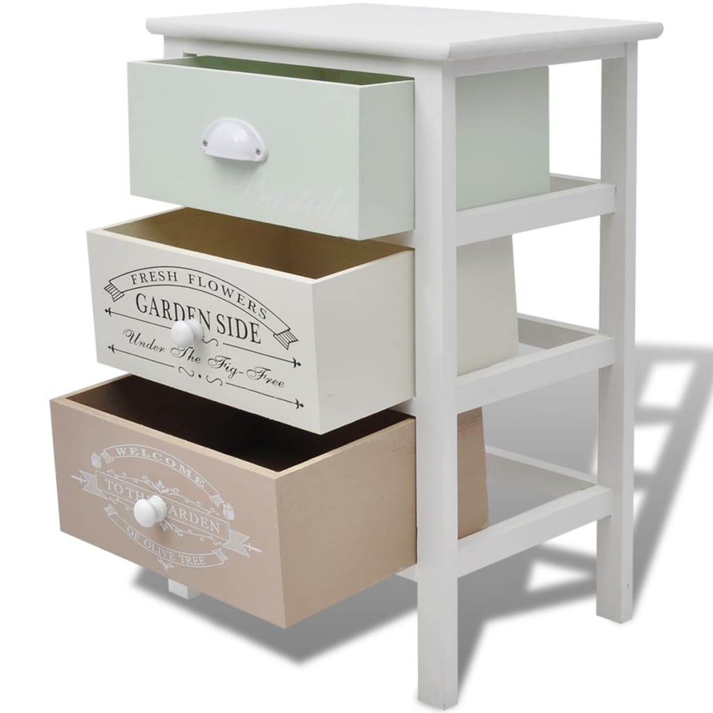 Storage Cabinet | White, Green, Beige | Paulownia wood, Plywood | Compact