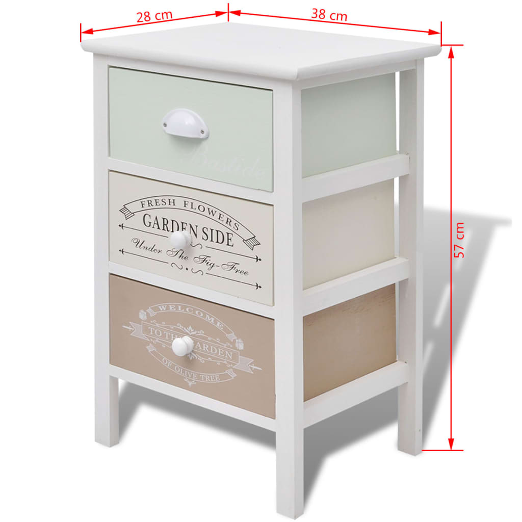 Storage Cabinet | White, Green, Beige | Paulownia wood, Plywood | Compact
