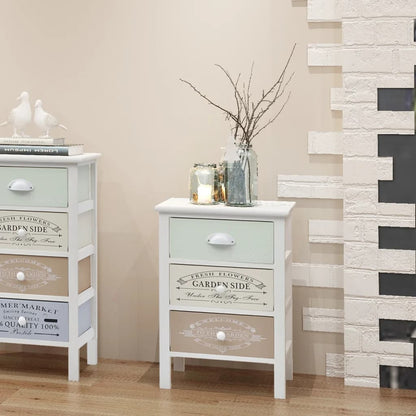 Storage Cabinet | White, Green, Beige | Paulownia wood, Plywood | Compact