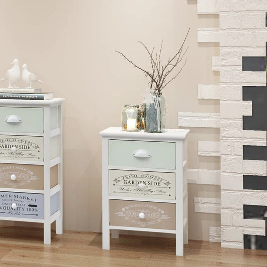 Storage Cabinet | White, Green, Beige | Paulownia wood, Plywood | Compact