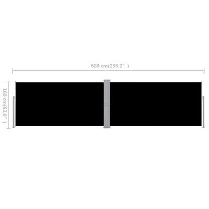 Retractable Side Awning Black 160x600 cm