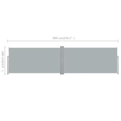 Side Awning | Grey | Polyester | 160 x 600 cm | Retractable