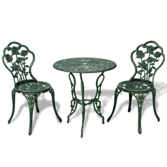 Bistro Table And Chair | Green | Cast Aluminium | Decorative Inlays