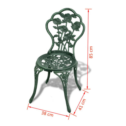 Bistro Table And Chair | Green | Cast Aluminium | Decorative Inlays