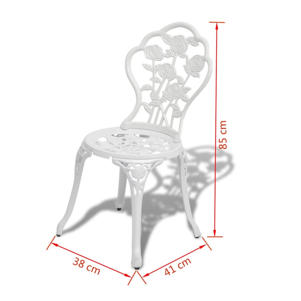 Bistro Table And Chair | White | Cast Aluminium | Medium | Fancy Design