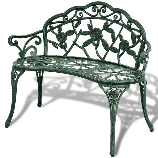 Garden Bench | Green | Cast aluminium, Cast iron | 100 cm | Durable
